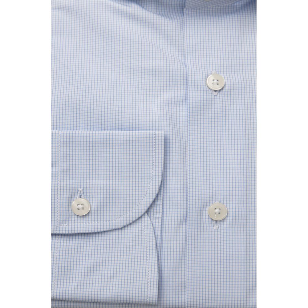 Light Blue Cotton Men Shirt - SEHABRANDS