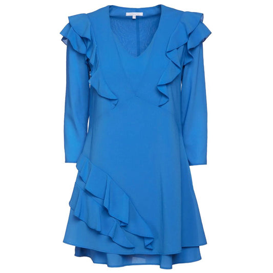 Elegant Light Blue Ruffled Mini Dress - SEHABRANDS