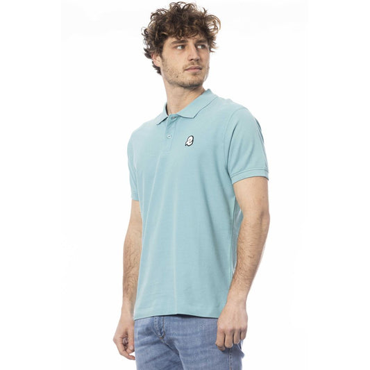 Light Blue Cotton Men Polo Shirt - SEHABRANDS