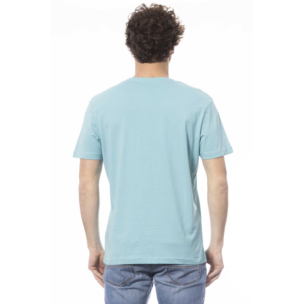 Light Blue Cotton Men T-Shirt - SEHABRANDS