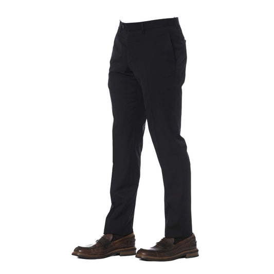 Black Virgin Wool Men Trouser - SEHABRANDS