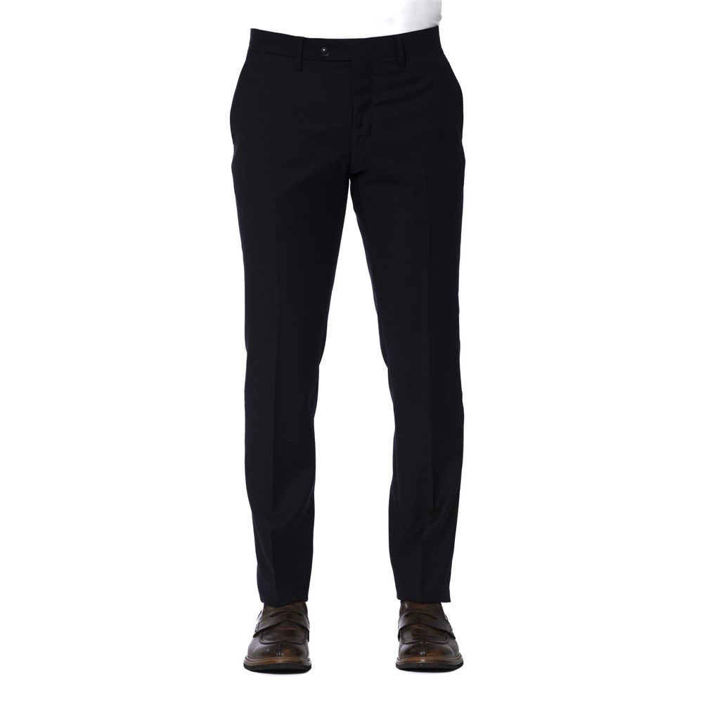 Blue Wool Men Trouser - SEHABRANDS