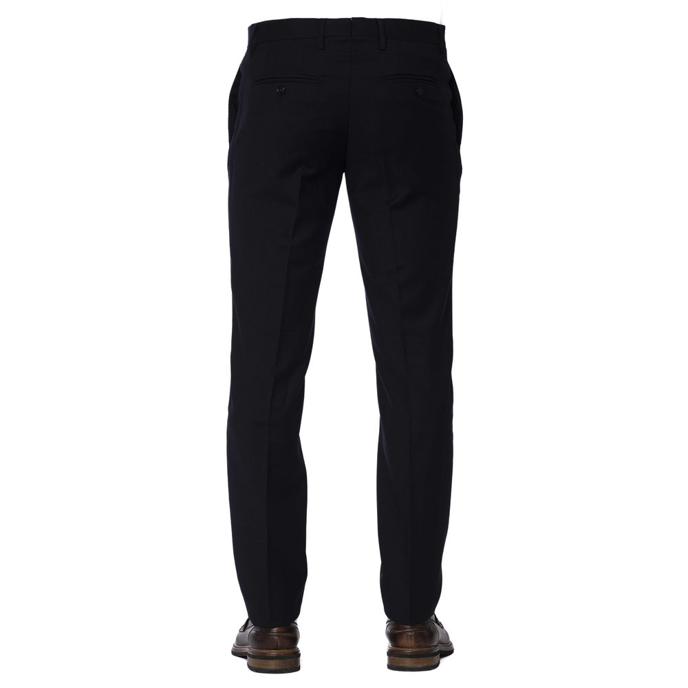 Blue Wool Men Trouser - SEHABRANDS