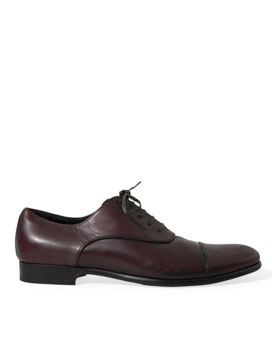 Dolce & Gabbana Elegant Burgundy Leather Derby Shoes