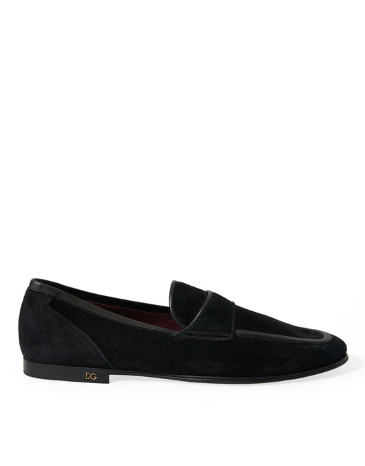 Dolce & Gabbana Elegant Velvet Black Loafers for Men