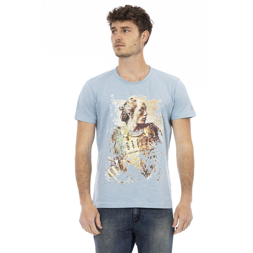 Light Blue Cotton Men T-Shirt - SEHABRANDS