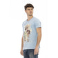 Light Blue Cotton Men T-Shirt - SEHABRANDS