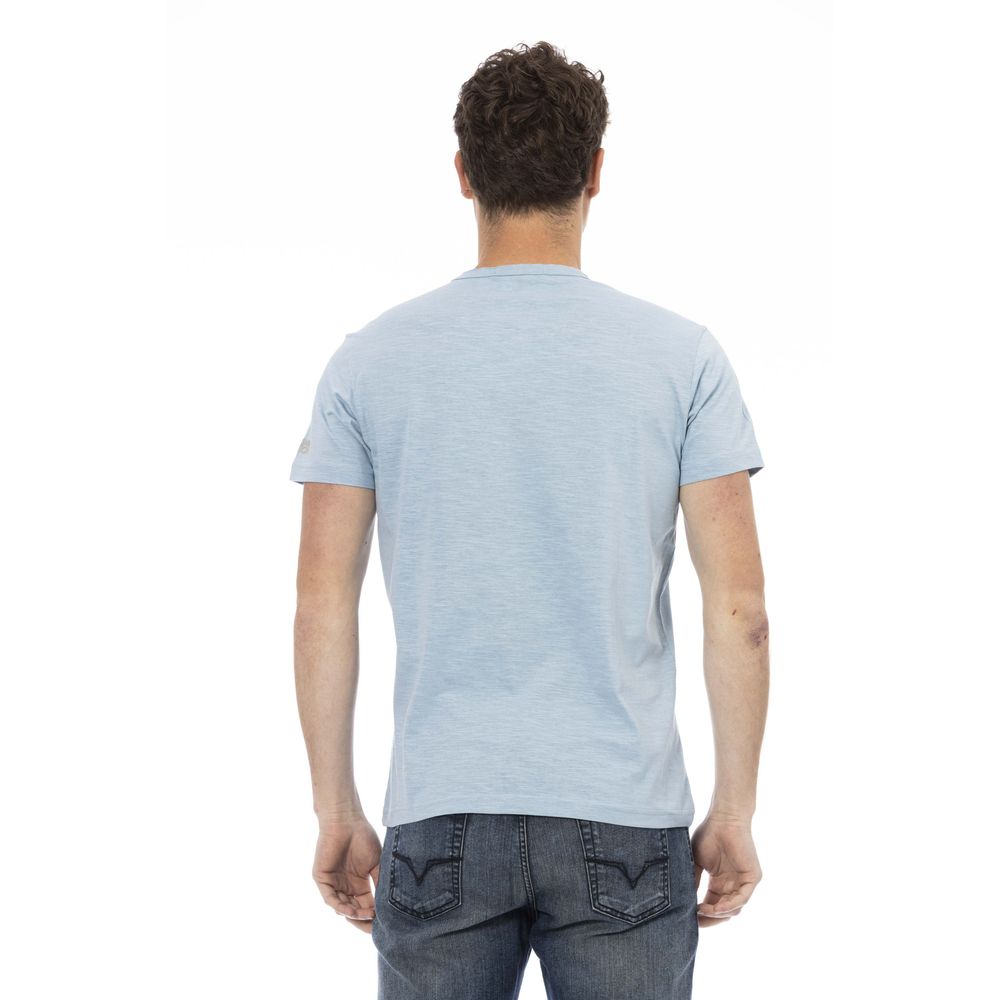 Light Blue Cotton Men T-Shirt - SEHABRANDS