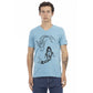 Light Blue Cotton Men T-Shirt - SEHABRANDS