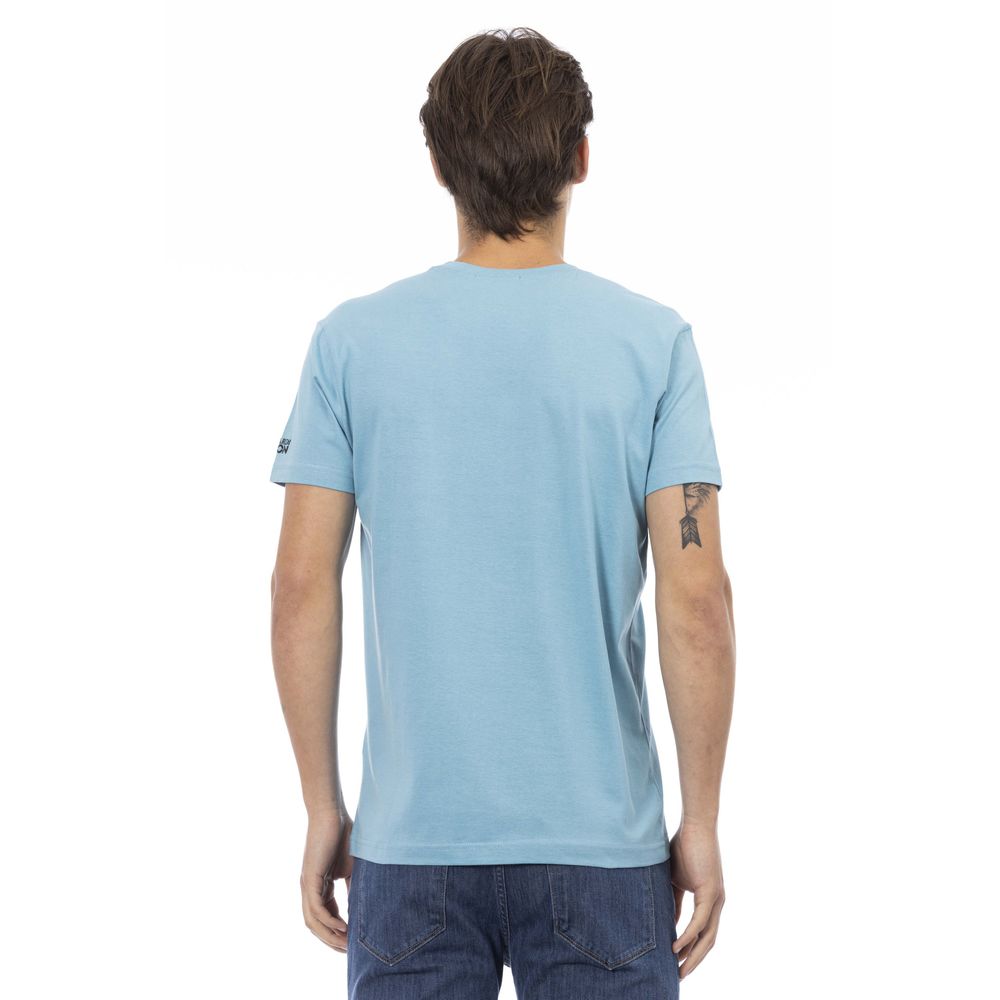 Light Blue Cotton Men T-Shirt - SEHABRANDS