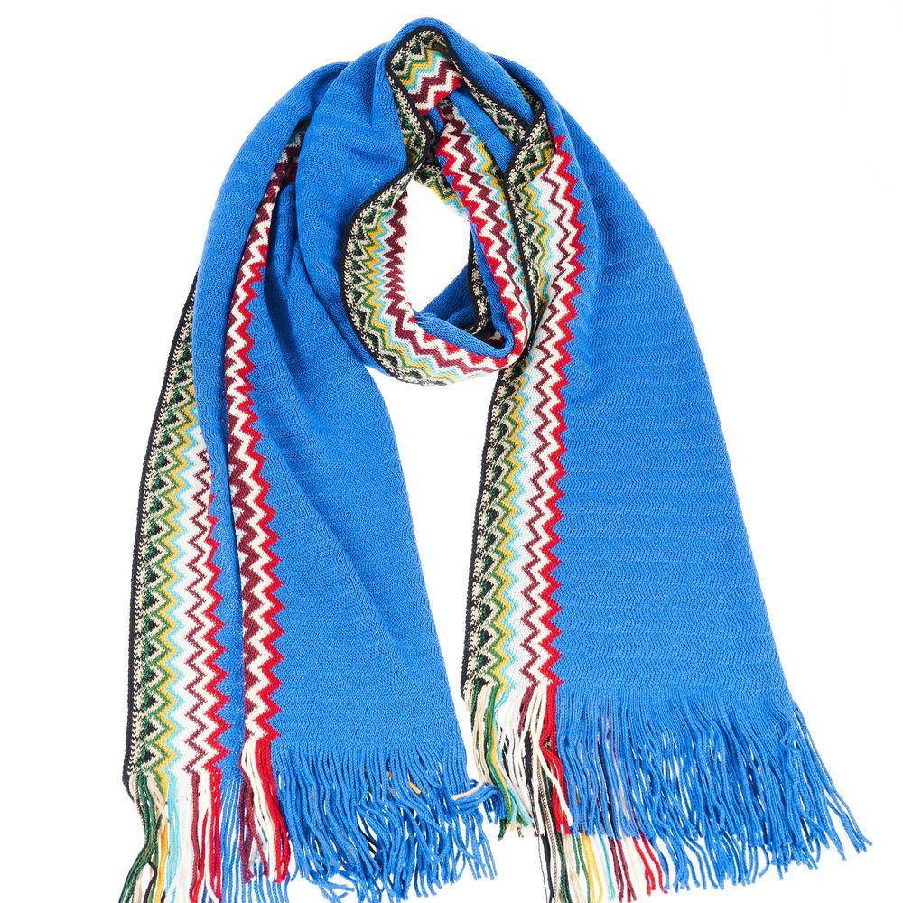 Blue Wool Men Scarf - SEHABRANDS