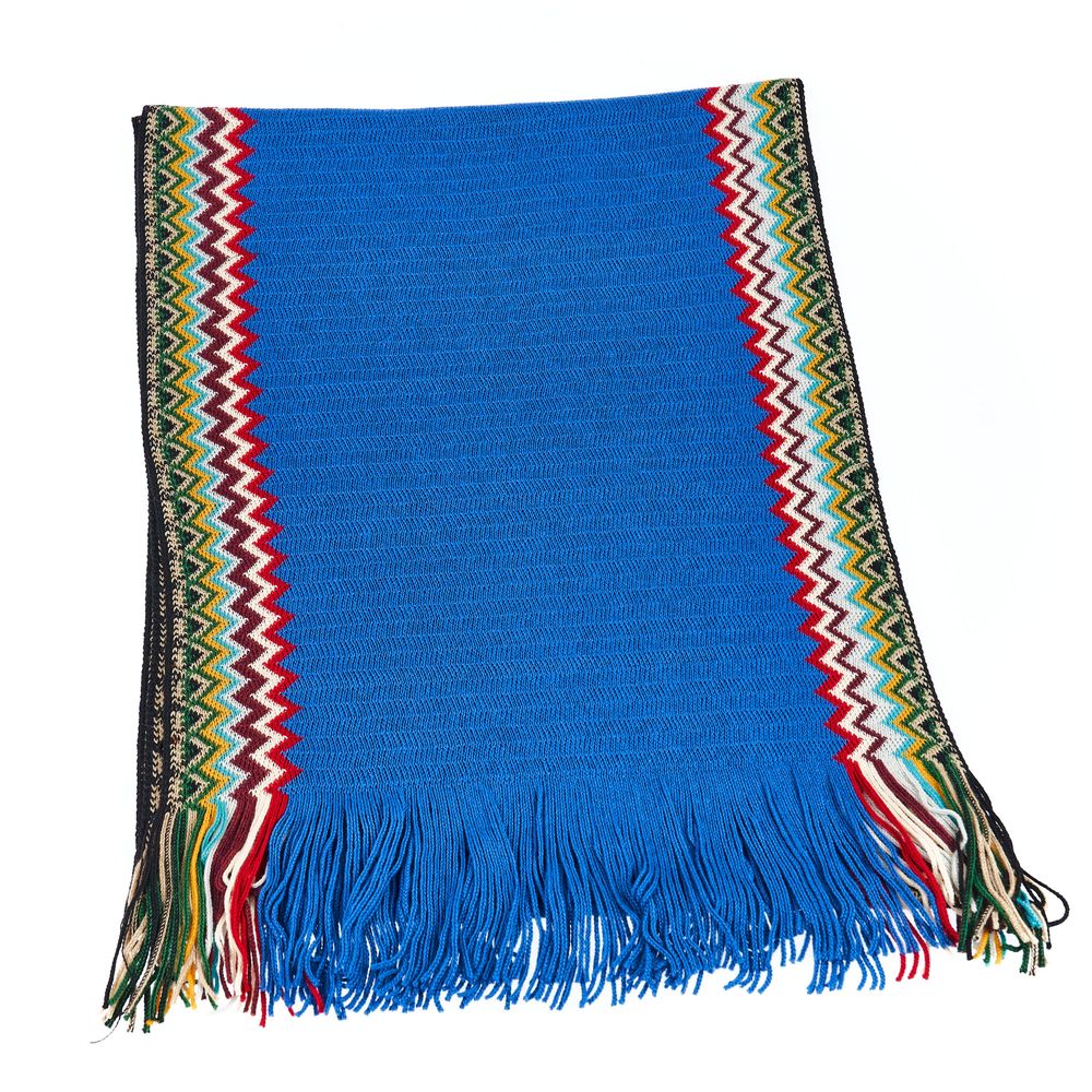 Blue Wool Men Scarf - SEHABRANDS