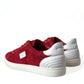 Dolce & Gabbana Elegant Red & White Leather Sneakers