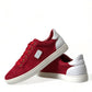 Dolce & Gabbana Elegant Red & White Leather Sneakers