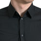 Dolce & Gabbana Elegant Slim Black Silk Blend Dress Shirt