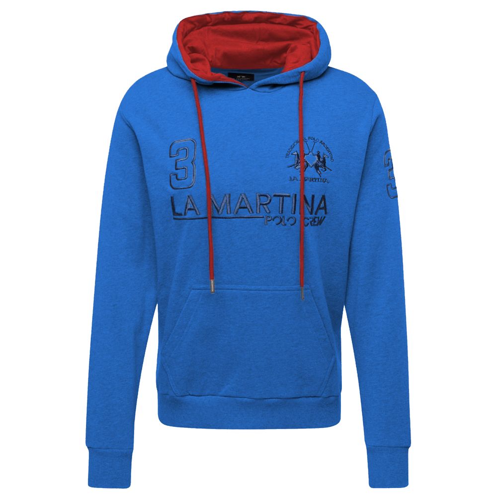 Chic Blue Cotton Hooded Sweatshirt - SEHABRANDS