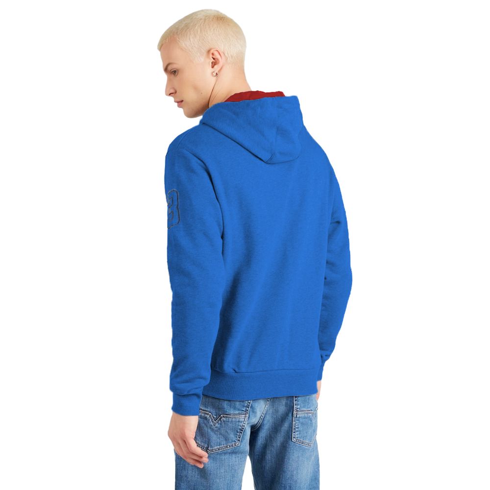 Chic Blue Cotton Hooded Sweatshirt - SEHABRANDS