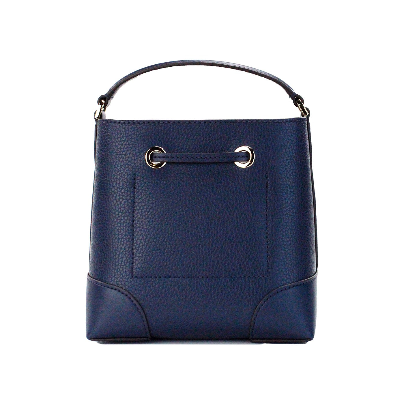 Mercer Small Navy Pebbled Leather Bucket Crossbody Bag Purse - SEHABRANDS