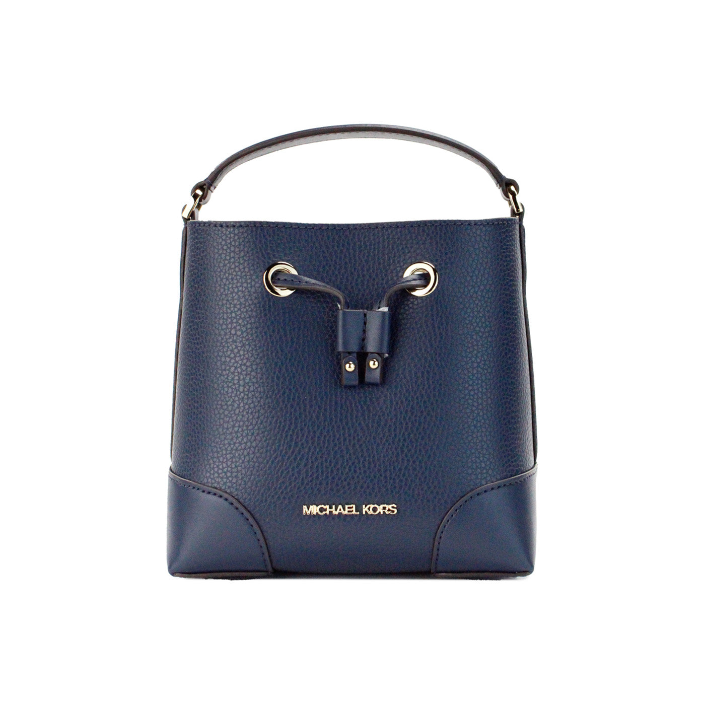 Mercer Small Navy Pebbled Leather Bucket Crossbody Bag Purse - SEHABRANDS