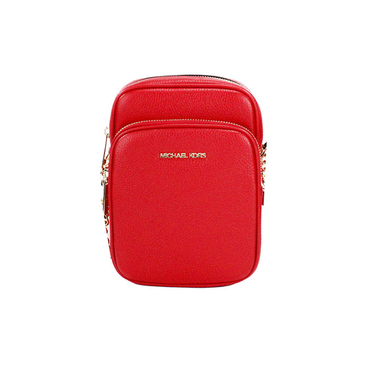 Jet Set Bright Red Pebbled Leather North South Chain Crossbody Bag - SEHABRANDS