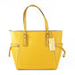 Voyager Large Marigold Pebbled Leather East West Tote Bag Purse - SEHABRANDS