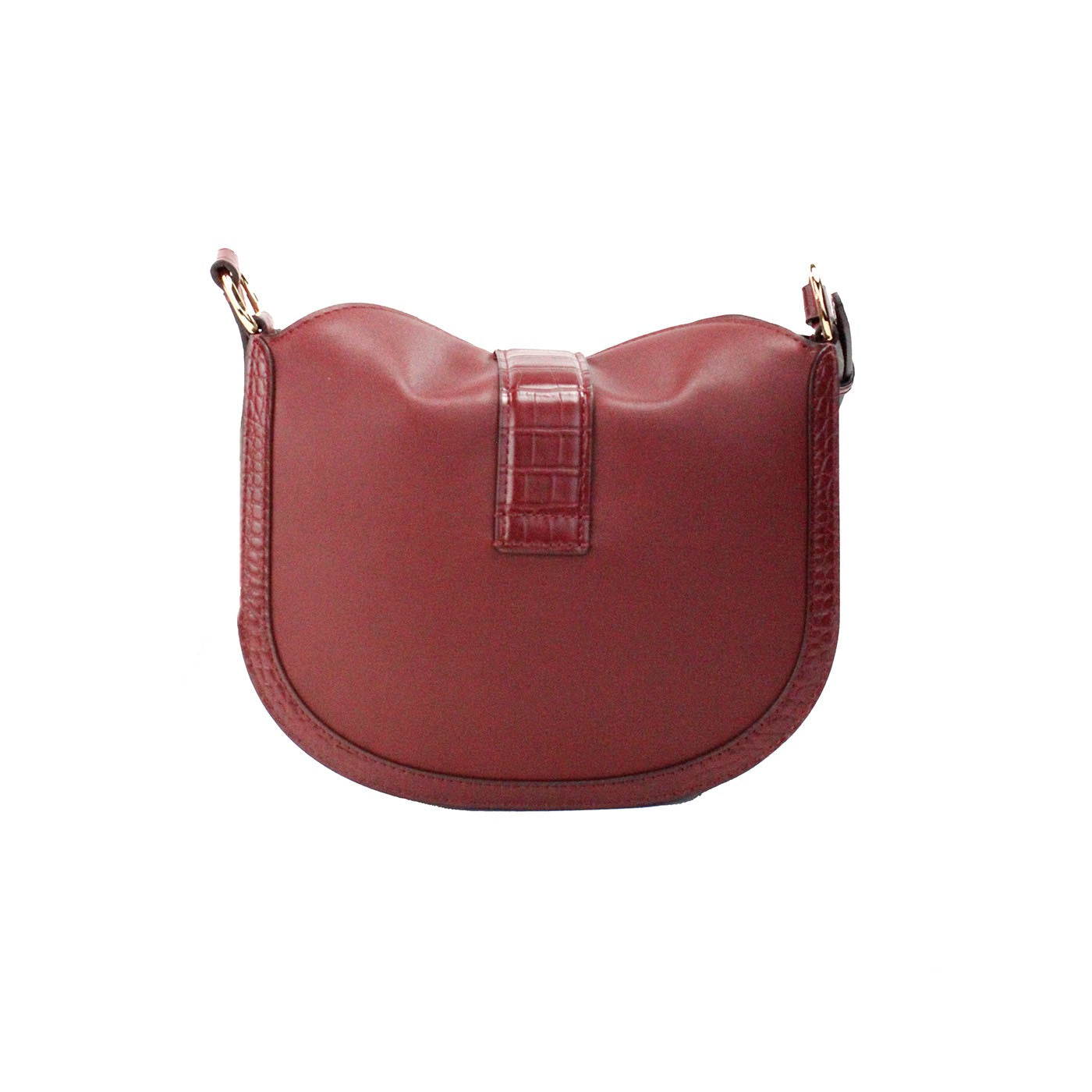 Gabby Small Dark Cherry Leather Foldover Hobo Crossbody Bag - SEHABRANDS