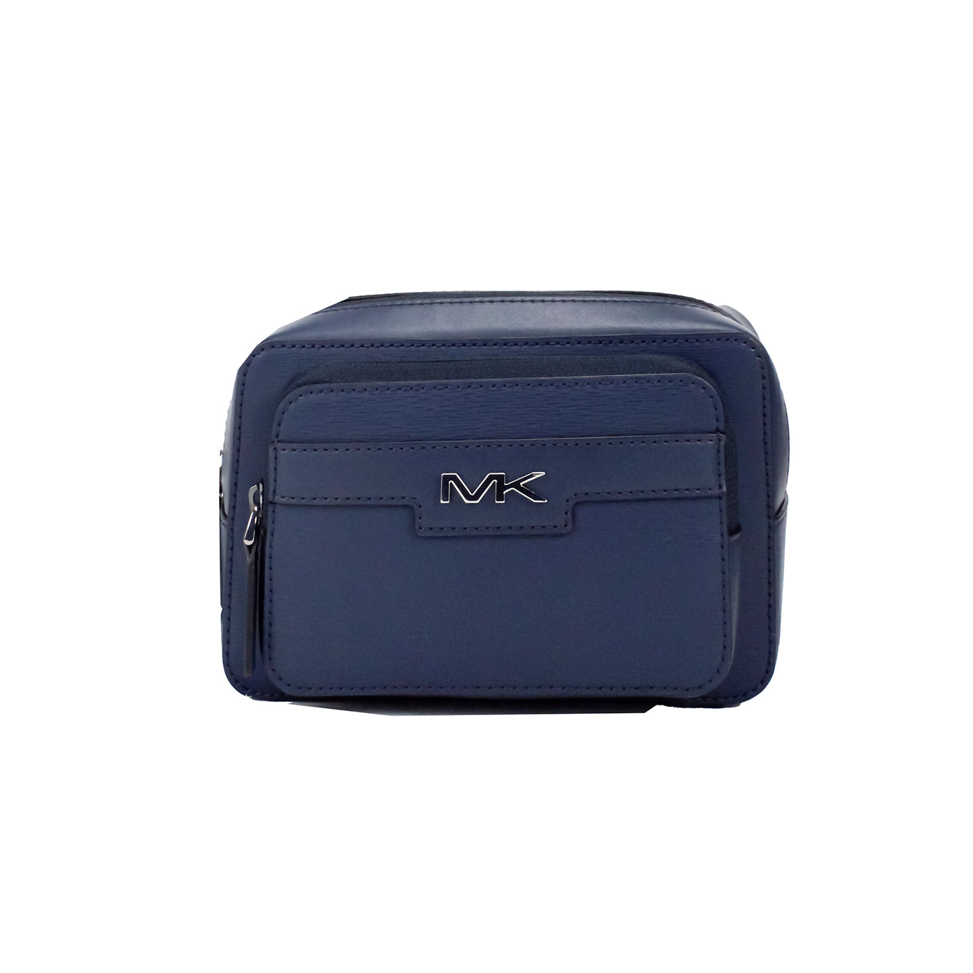 Cooper Small Navy Blue Smooth Leather Double Zip Belt Bag - SEHABRANDS