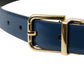 Dolce & Gabbana Elegant Blue Leather Belt with Metal Buckle