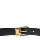 Dolce & Gabbana Elegant Blue Leather Belt with Metal Buckle