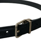 Dolce & Gabbana Elegant Blue Leather Belt with Metal Buckle