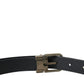 Dolce & Gabbana Elegant Blue Leather Belt with Metal Buckle