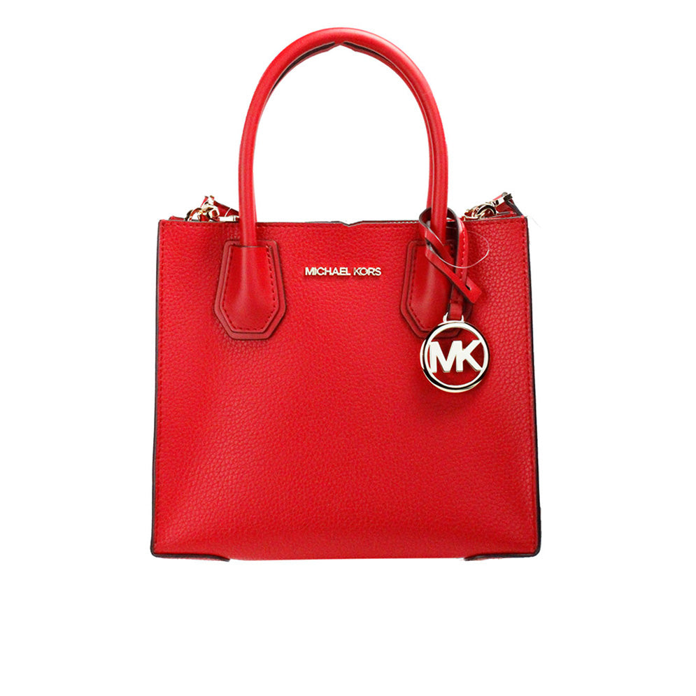 Mercer Medium Bright Red Pebble Leather Messenger Crossbody Bag - SEHABRANDS