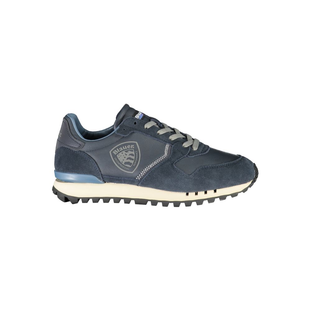 Sleek Blue Sports Sneakers with Contrast Lace-Up Detail - SEHABRANDS