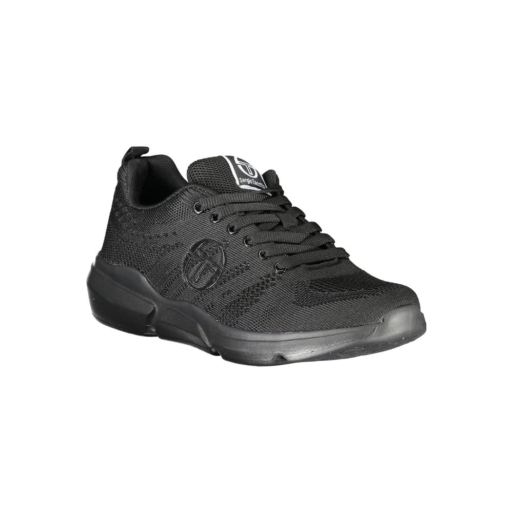 Sleek Black Lace-up Sneakers with Contrast Detailing - SEHABRANDS