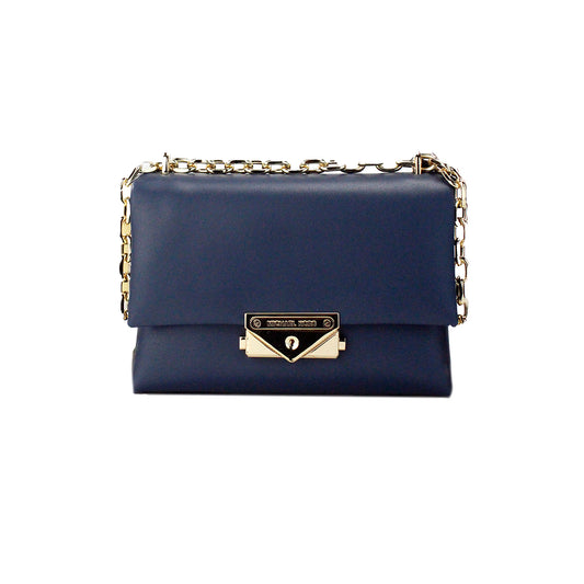 Cece Small Navy Vegan Leather Convertible Flap Crossbody Bag - SEHABRANDS