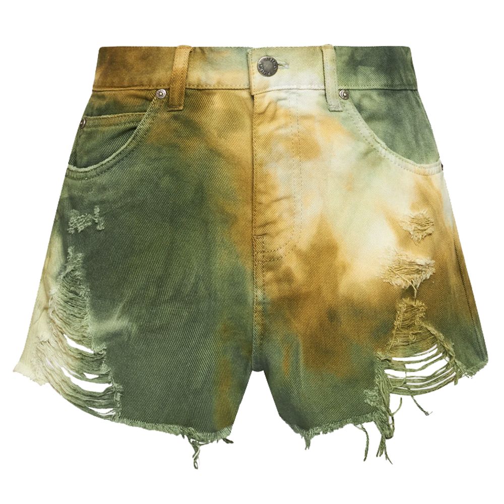 Military Green Cotton Women Shorts - SEHABRANDS