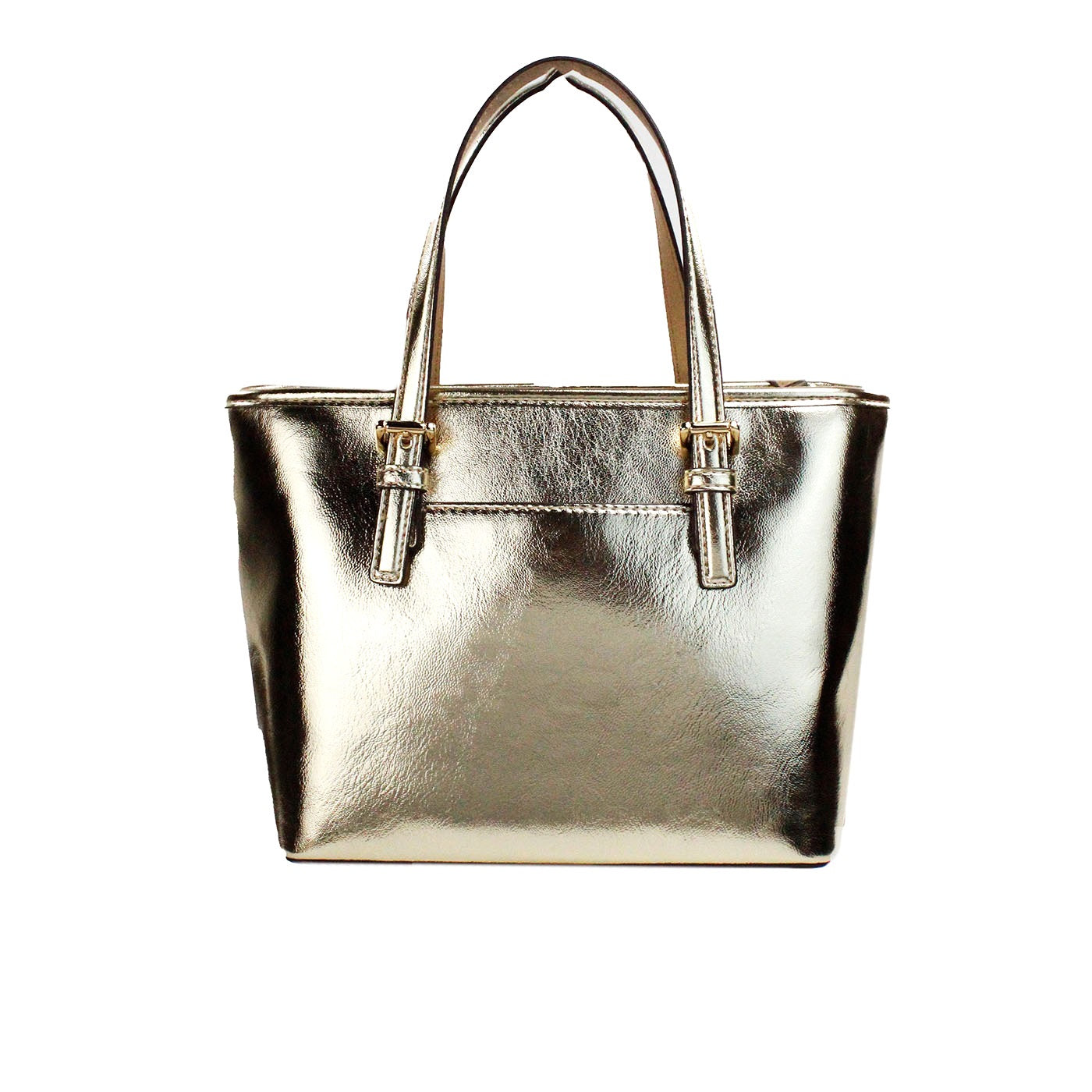 Jet Set Pale Gold Metallic XS Carryall Top Zip Tote Bag Purse - SEHABRANDS