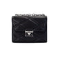 Serena Medium Black Diamond Quilted Faux Leather Flap Shoulder Bag - SEHABRANDS