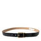 Dolce & Gabbana Elegant Black Leather Waist Belt with Logo Buckle