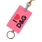 Dolce & Gabbana Chic Trifold Gold & Pink Key Holder Case