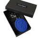 Dolce & Gabbana Elegant Blue Rubber Keychain with Brass Accents