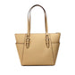 Charlotte Camel Large Leather Top Zip Tote Bag Purse - SEHABRANDS