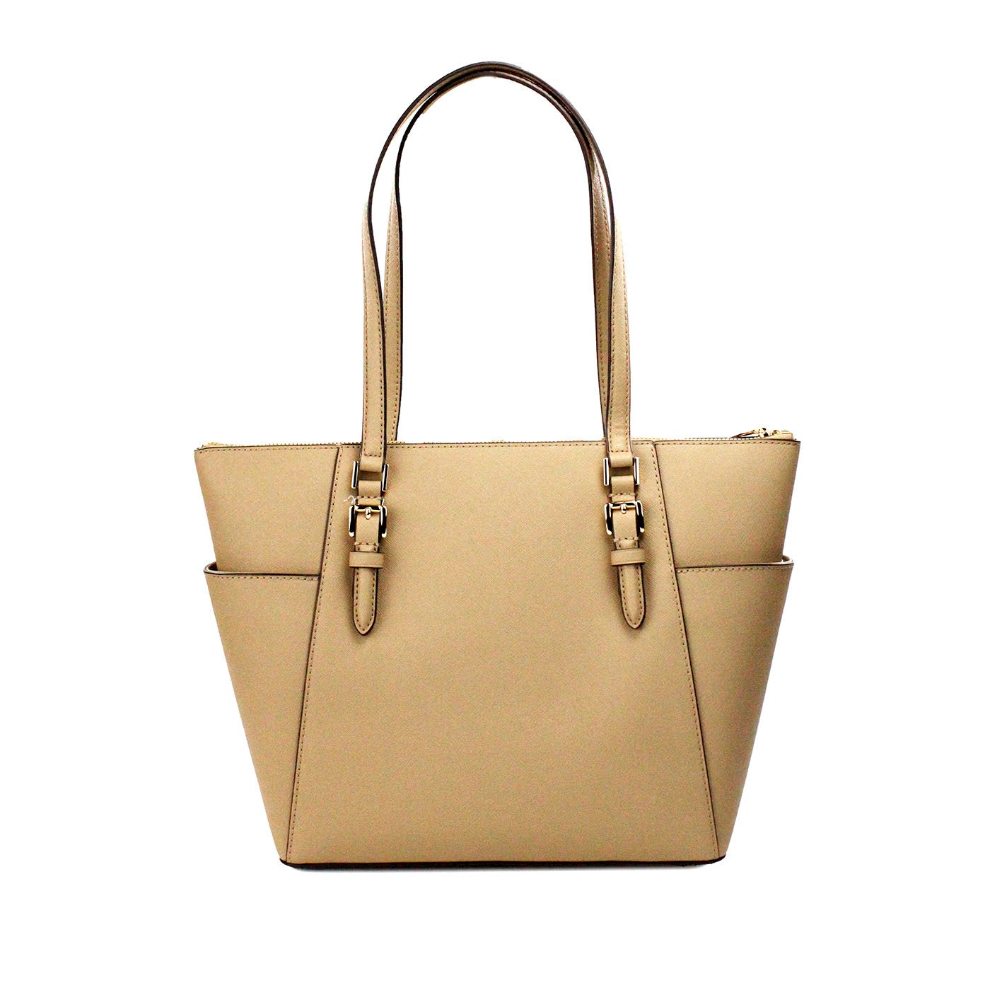 Charlotte Camel Large Leather Top Zip Tote Bag Purse - SEHABRANDS