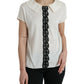 Dolce & Gabbana Elegant Off-White Lace-Trim Silk Blouse