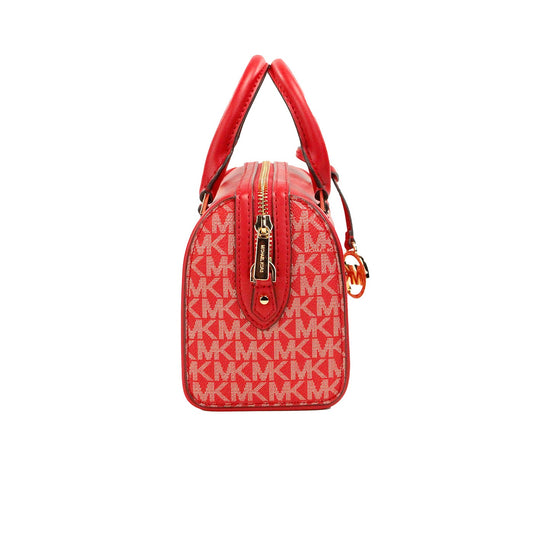 Travel XS Bright Red Signature PVC Duffle Crossbody Bag Purse - SEHABRANDS