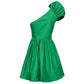 Chic Green Draped Bustier Flared Dress - SEHABRANDS