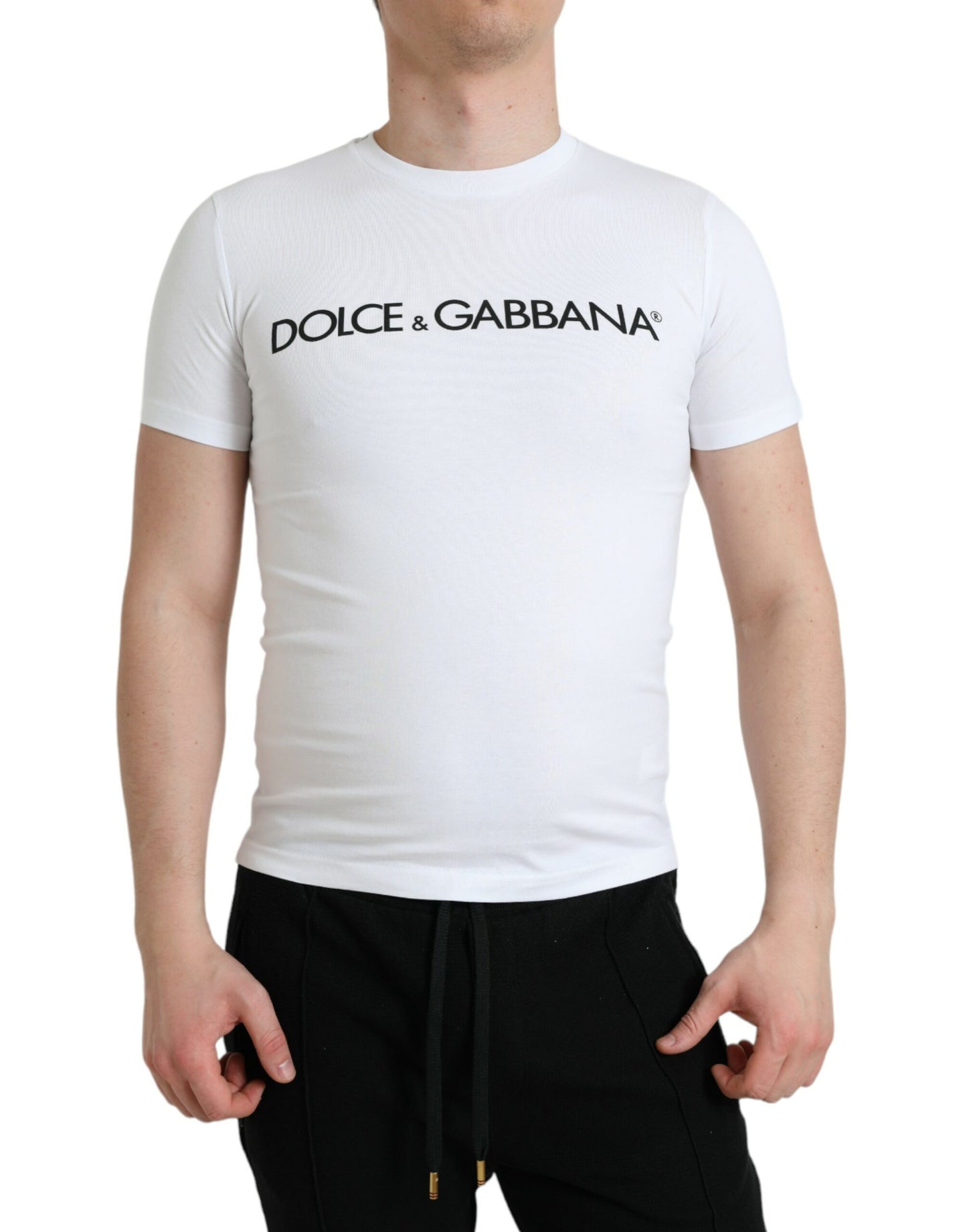 Dolce & Gabbana Elegant White Logo Crewneck Tee