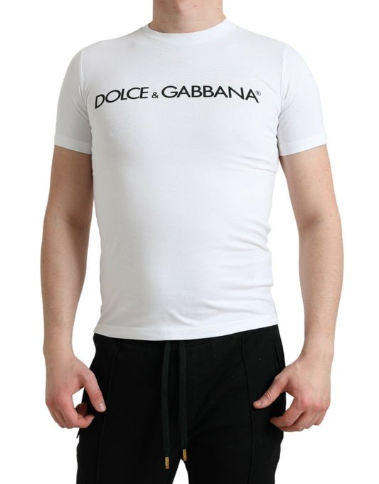 Dolce & Gabbana Elegant White Logo Crewneck Tee