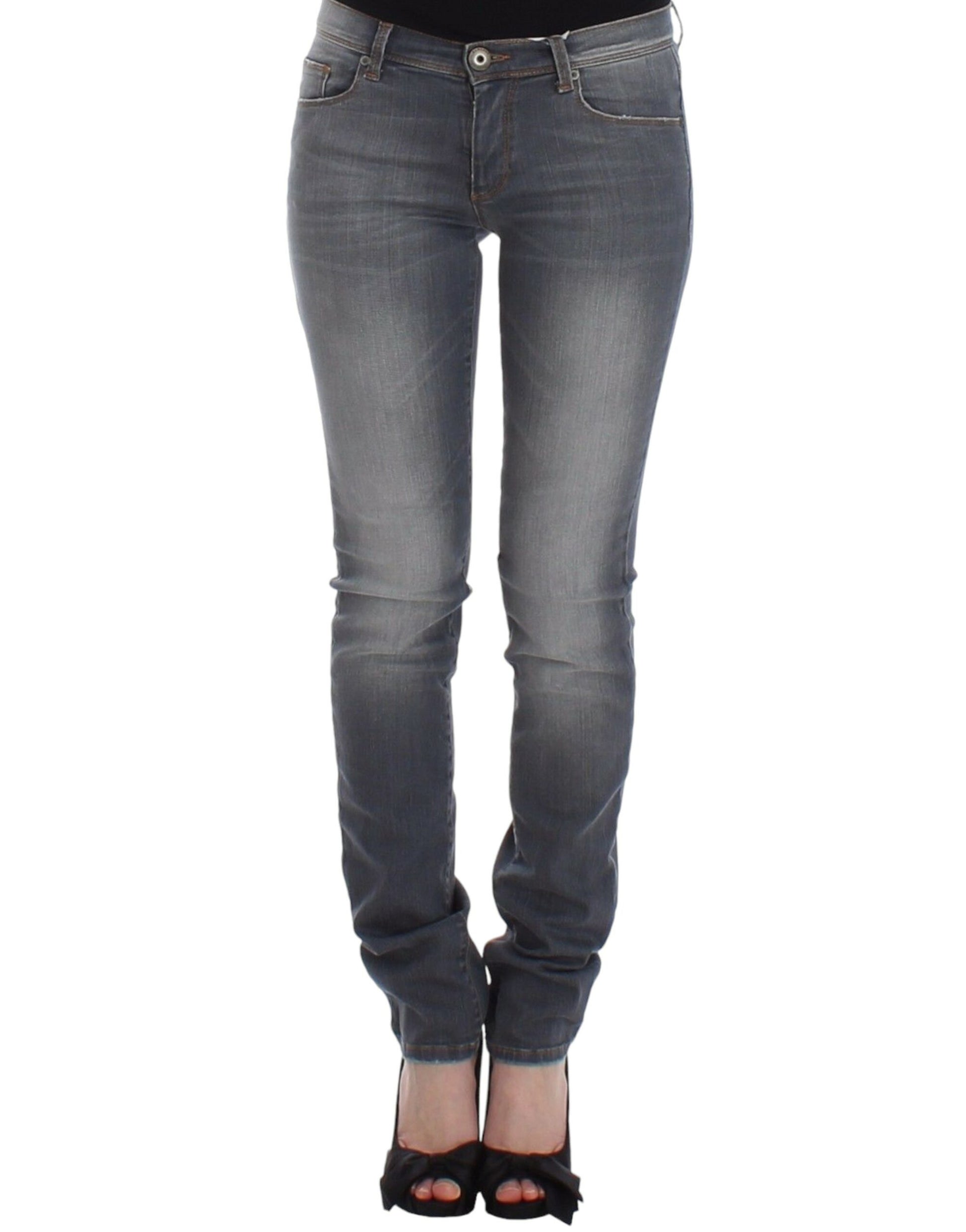 Chic Gray Slim-Fit Skinny Jeans - SEHABRANDS