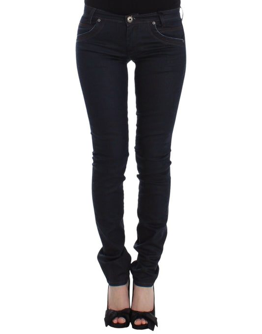 Chic Dark Blue Slim Jeans for Elegant Style - SEHABRANDS